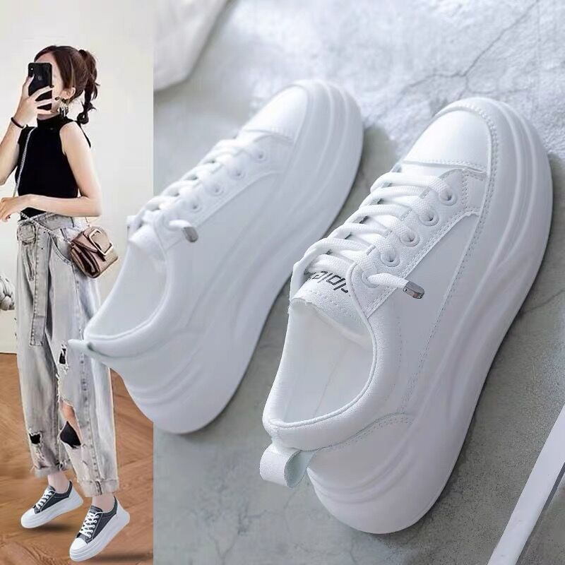 2025 New Spring Summer Casual Trendy Versatile Sneakers Hidden Heel White Women's Shoes_vogvips.com
