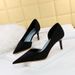 6168-A1 European And American Style Fashion Sexy Slimming Thin High Heel Shallow Mouth Pointed Toe Fabric Side Hollow_vogvips.com