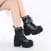 New Women's Knight Embroidered Platform Shoes Heel Height Increasing Thick Sole Petite Martin Boots_vogvips.com
