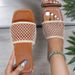 Women’s Shoes Large Size Women's Shoes Summer New Fashion One Line Square Head Mesh Flat Heel Sandals For Women_vogvips.com