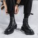 European Warm Series Trendy Martin For Men, High Top, Summer And Autumn, British Style, Mid-Top Shoes, Height Increasing, Black Leather Boots_vogvips.com