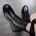 Genuine Leather Martin Boots Men's High-top Heightening Korean Version Leather Boots Trendy Men's Tooling Locomotive Boots_vogvips.com
