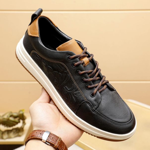 First Layer Cowhide Sneakers Genuine Leather Men's Spring New Casual Versatile Breathable Sports Shoes_vogvips.com