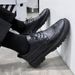 Euro Step Men's Leather British Style Black Casual Business Formal Korean Trend Brogue Thick Sole Height Increasing Shoes For Men_vogvips.com
