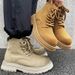 2025 Autumn Winter Men's Martin Thick Sole Height Increasing Genuine Leather Ankle Yellow Outdoor Hiking Work Boots_vogvips.com