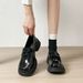 Small Loafers Women's Platform Shoes One Pedal Retro Small Leather Shoes British Style Single Shoes_vogvips.com