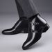 Genuine men's short boots, winter plush insulation, pointed high top leather shoes, British style_vogvips.com