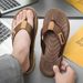 Men's Trendy Thong Slippers Non-Slip Wear-Resistant Flip Flops Breathable Woven Upper Comfortable Outdoor Beach Sandals_vogvips.com