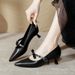 Retro Mid-heel Shoes 2025 New Large Size Women's Shoes Camellia Pointed High Heels Stiletto French Mary Jane Shoes_vogvips.com