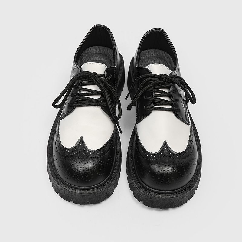 Men's Brogue Low-Top Dress Shoes With Thick Sole & Height Increase - Round Toe Casual Oxford Shoes_vogvips.com