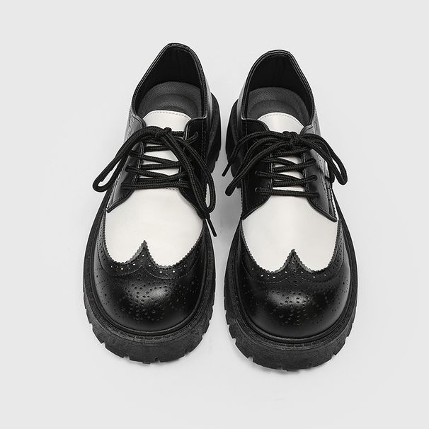 Men's Brogue Low-Top Dress Shoes With Thick Sole & Height Increase - Round Toe Casual Oxford Shoes_vogvips.com