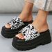 Women's Shoes Spring And Summer Fashion Platform Heel Thick Bottom Large Size Slippers Women's Square Head Waterproof Platform Flip Flops_vogvips.com
