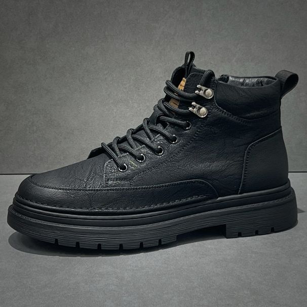 Winter Fleece-Lined Martin Mid-Cut Warm Genuine Leather Men's High-Top British Style Work Versatile Short Boots_vogvips.com