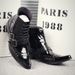 European Warm Series Pointed Toe Martin Men Patent Leather Punk Trend Rivet Korean Style Denim Ankle Lace-up Short Trendy Boots_vogvips.com