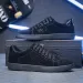 Mens All Black Durable Suede Sneakers With Rhinestone Logo And Toe Cap_vogvips.com