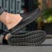 Men's Genuine Leather Mule Slippers Breathable Open-back Loafers Hand-stitched Non-slip Thick Sole Casual Slip-on Shoes_vogvips.com