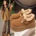 Fashionable Versatile Womens Birkent Cotton Thick Bottom Loafers Winter Warm Fleece Lined Flat Heel Round Toe Shoes_vogvips.com