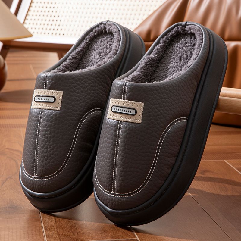 2025 Winter New Men's Cotton Slippers Large Size Home Indoor Non-slip Warm Cotton Shoes With Velvet Thick Soles_vogvips.com