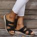 Women's Shoes Large Size New Fashion Slippers Women's Breathable Cross Strap Thick Soled New Slippers_vogvips.com