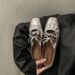 Hidden Wedge Silver Bowknot Closed Toe Mules For Women Fashionable Outdoor 2025 New Summer Mary Jane Sandals_vogvips.com