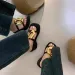 Womens Black Platform Heeled Sandals Gold Metal Buckle Slip On For Summer Party Daily Wear Casual Shoes_vogvips.com