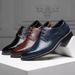 Men's Fashion Brogue Leather Shoes Pointed Toe Lace-up Breathable Casual Wedding Dress Shoes_vogvips.com