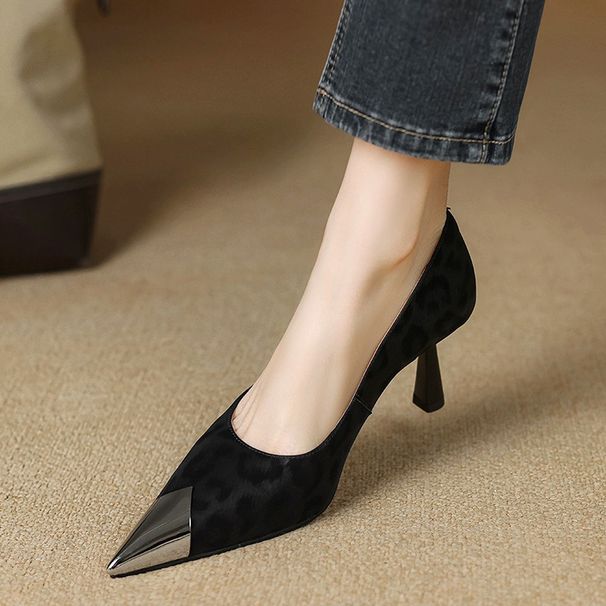 MTX Women's Shoes High-End Leopard Print Design Stiletto Heel Pointed Toe Shallow Mouth Work Commute Fashion High_vogvips.com