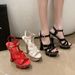 Daily Low-top Viscose Shoes With Thick 2024 Spot Pointed Toe Solid Color Sexy Cross Strap Fashion Sandals High Heels_vogvips.com