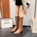 Vintage Embroidery Genuine Leather Western Cowboy For Women 2023 Autumn New Pointed Toe Chunky Heel Slip-On Versatile_vogvips.com
