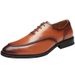 Oxford Leather Brown 2025 New Business British Formal Wedding Pointed Lace Up Men's Shoes, Casual Trend_vogvips.com