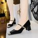 5288-7 French Marilyn Style Women's Shoes With Medium Thick Heel, Light Mouth, Colored Square Head, Metal Chain,_vogvips.com