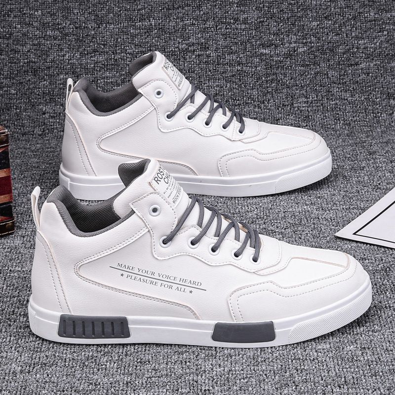 Men's shoes autumn new breathable popular men's casual leather shoes sports mid top sneakers trendy shoes for men_vogvips.com