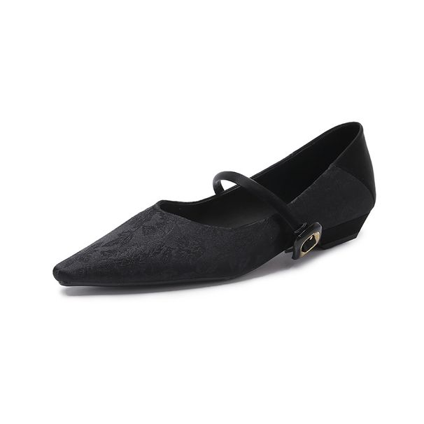 New Shallow Mouth Flat Single Shoes 2025 New Satin Pointed Straight Women's Shoes Fashionable Versatile Leisure Daily_vogvips.com