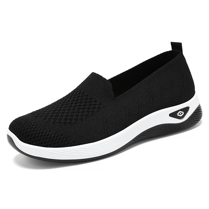 Women's Shoes Fly-woven Breathable Casual Shoes One-pedal Mother Shoes Old Beijing Cloth Shoes Flat-soled Single Shoes_vogvips.com