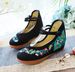 High Heels, Single Ethnic Embroidered Cloth Spring And Autumn Style Slope Heel Shoes, One Button Women's Shoes_vogvips.com