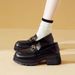 Real Soft Leather Platform Loafers Women's High Heel Soft Sole Thick Heel Small Leather Shoes Single Shoes_vogvips.com