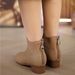Leather French Pointed Toe Short Women, Ankle Low Heel, Spring And Autumn Single Boots, Soft Sole, Winter Fleece-Lined_vogvips.com