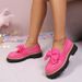 Bowknot British Style Women's Small Leather Shoes Spring New Large Size Thick-Soled_vogvips.com