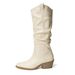 Wrinkled Pointed Toe Slouch Chunky Heel High Tube Over-the-Knee Long Western Cowboy Boots For Women_vogvips.com