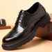 Euro Step Men's New Genuine Leather Business Formal Brogue Carved Wedding Korean Style British Thick Sole Trendy Shoes_vogvips.com