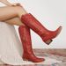 2026 Winter Cross-Border Trade New Autumn Fashion Women's Wide-Leg Shiny Denim Boots_vogvips.com