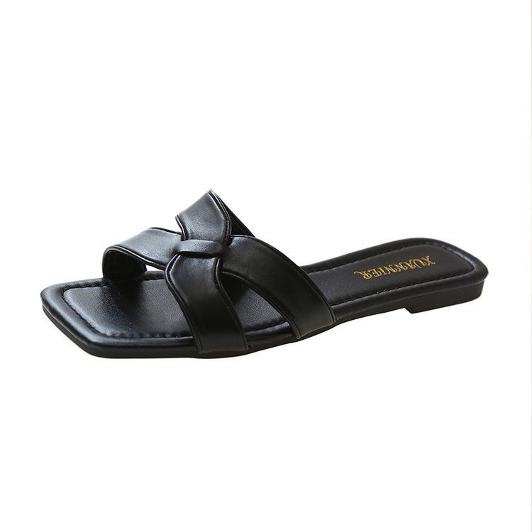 Solid Color Square Toe Thong Sandals - Women's Summer Outdoor Wear, Trendy Korean Style, Fashionable And Lightweight, Simple And Versatile_vogvips.com