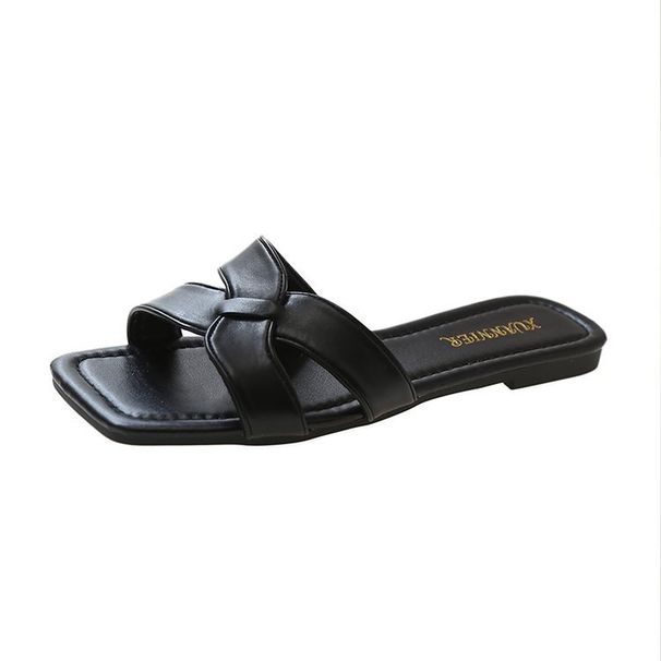 Solid Color Square Toe Thong Sandals - Women's Summer Outdoor Wear, Trendy Korean Style, Fashionable And Lightweight, Simple And Versatile_vogvips.com