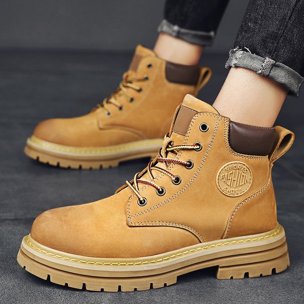 2025 Winter High-Top Couple Men, Desert Work Boots, Cotton Shoes, Snow Martin Boots For Men With Fleece_vogvips.com