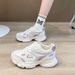Dad Autumn New Item, Versatile White Women's Sponge Cake Casual Sports Shoes, Thick Soled Board Shoes_vogvips.com