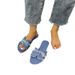 plus Size Women's Flat Slippers Lightweight Indoor And Outdoor Brushed Denim One Strap Sandals_vogvips.com