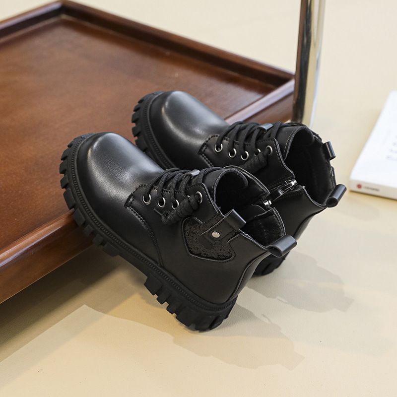 Martin New Children's Trendy Brand Stylish Work Boys' Black Leather Boots Spring Autumn_vogvips.com