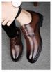 Leather Shoes Men's Low-top Formal Dress Lace-up Round Head Wedding Man_vogvips.com
