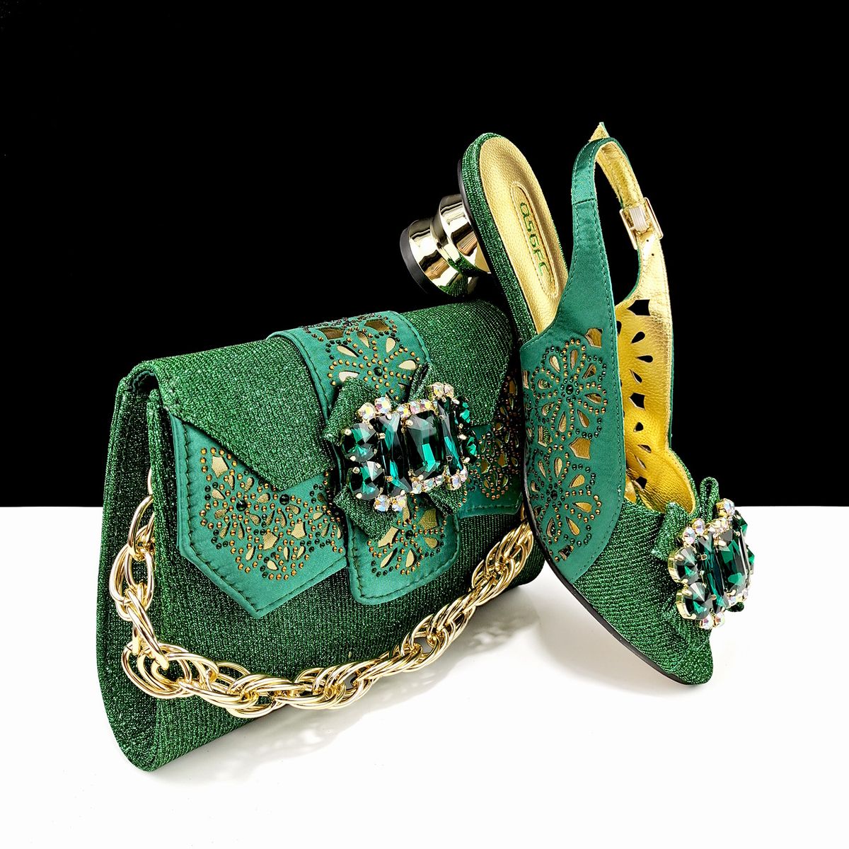 Women's open-toe shoe bag set hollow design shoes to wear for a party or wedding_vogvips.com