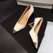 Women's Chic Pointed-Toe Stiletto Heels – Glossy PU High Heel Pumps With Sleek Metal Detail For Elegant Style High Heels For Women_vogvips.com